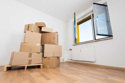 Contractor following site safety procedures in storage premises